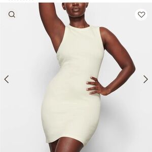 Skims ribbed dress in bone